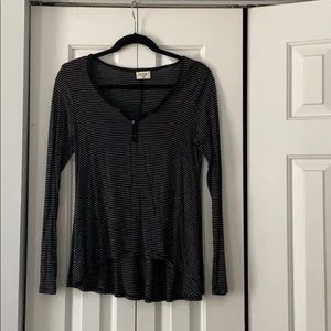 Black and White Striped V Neck Tee from Pacsun